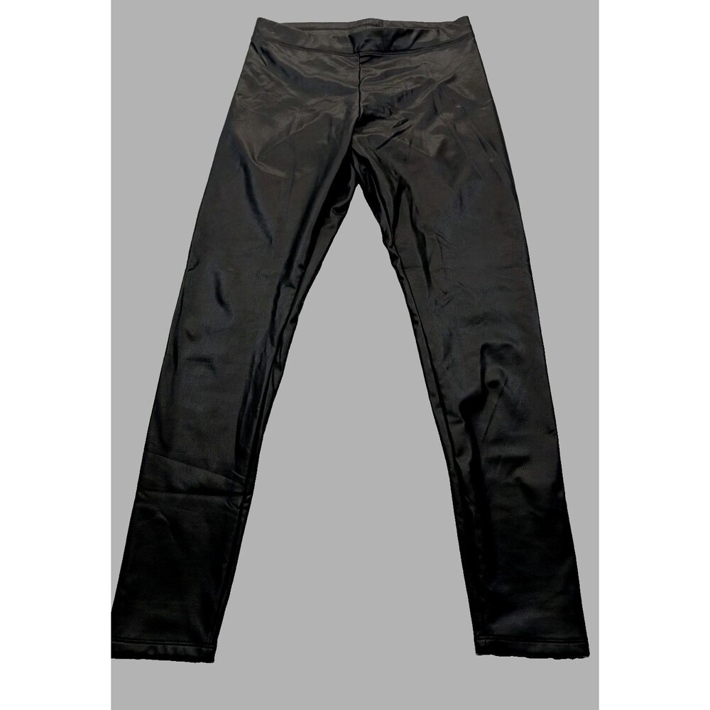 Express Faux Leather Ankle Pants Women M Black High Rise Skinny Pull On Stretch